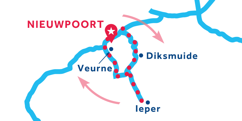Route von/bis Nieuwpoort über Ypres und Veurne