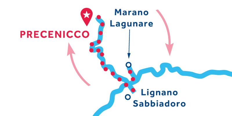 Precenicco RETURN via Marano Lagunare, Grado & Aquileia