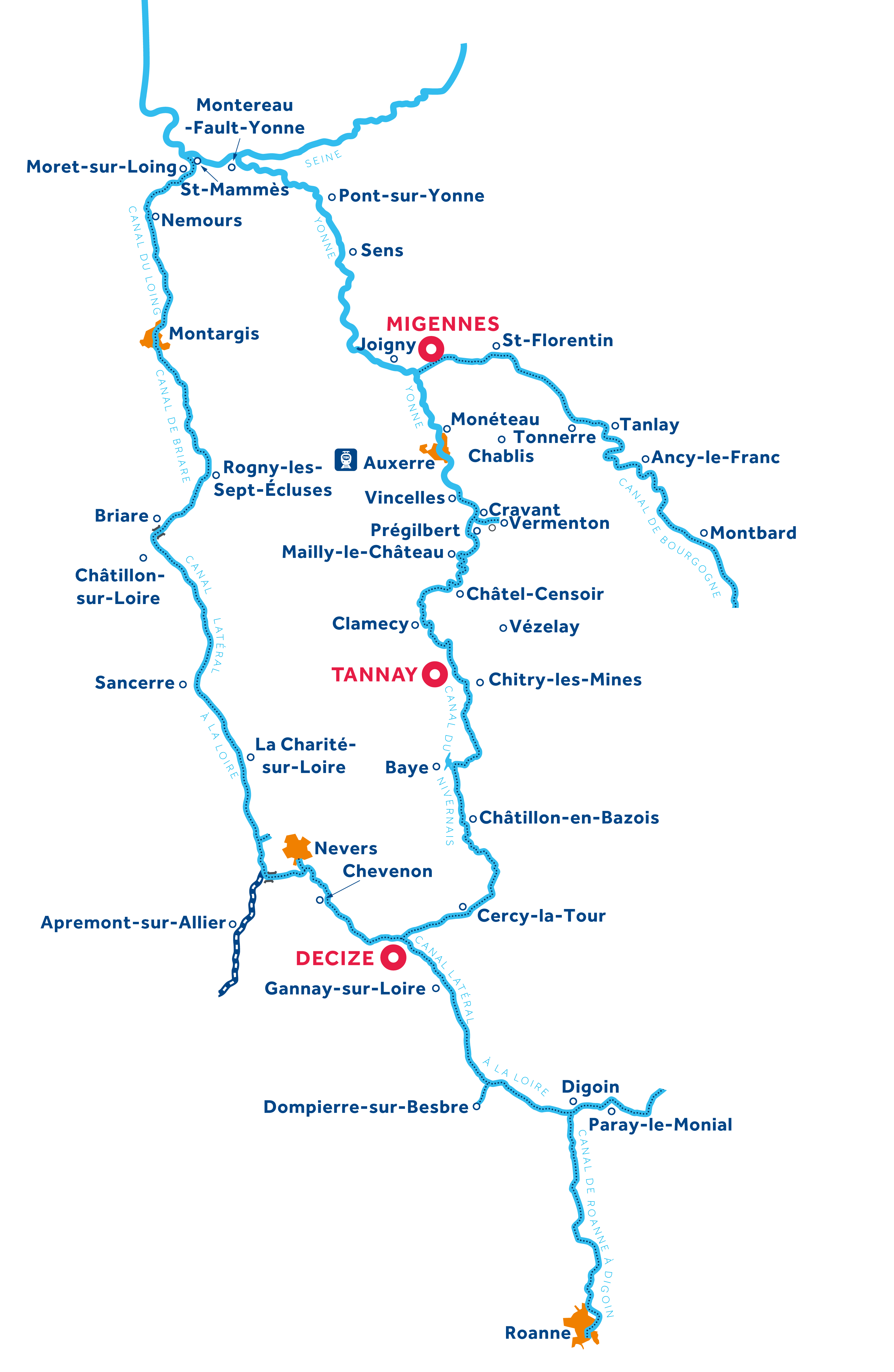 Karte: Burgund: Nivernais & Loire