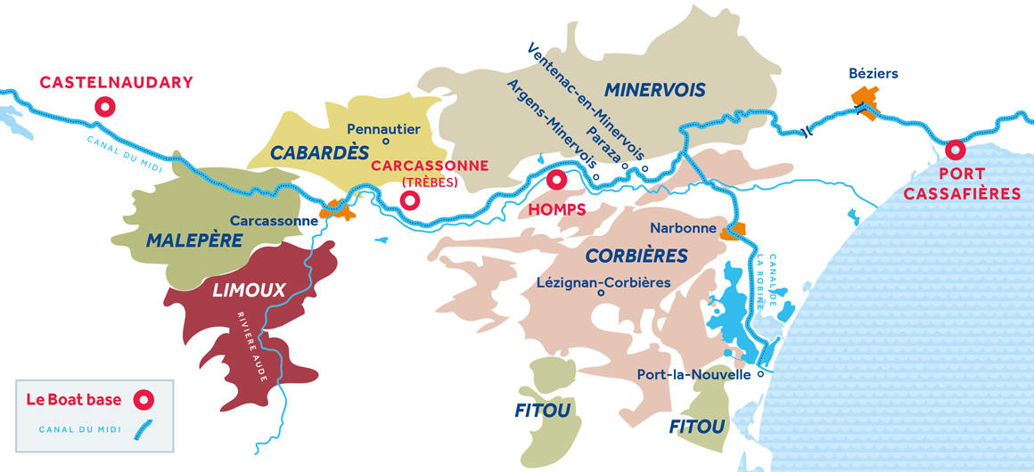  Karte der Weine des Languedoc und des Canal du Midi