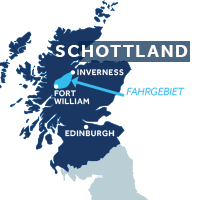 Die Karte zeigt, wo der Caledonian Canal sich in Schottland befindet.