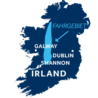 Die Karte zeigt, wo sich die Hausbootregion Shannon und Erne in Irland befindet. 