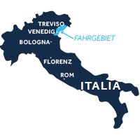 Die Karte zeigt, wo sich die Hausbootregion Venetien & Friaul in Italien befindet. 